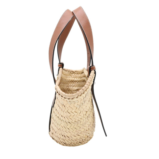 Anagram Basket Small Raffia x Leather Beige x Brown