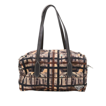 Logo Plate Handbag Satchel/Top Handle Bag Brown
