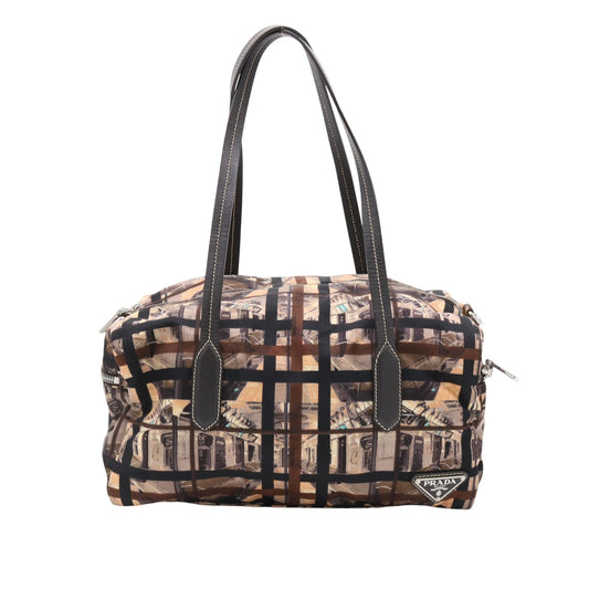 Logo Plate Handbag Satchel/Top Handle Bag Brown