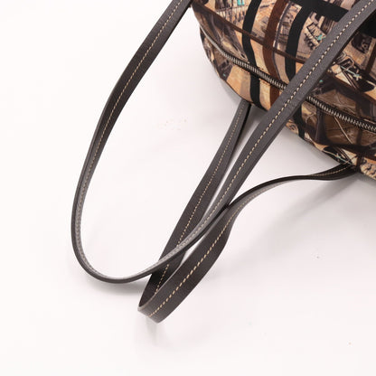 Logo Plate Handbag Satchel/Top Handle Bag Brown