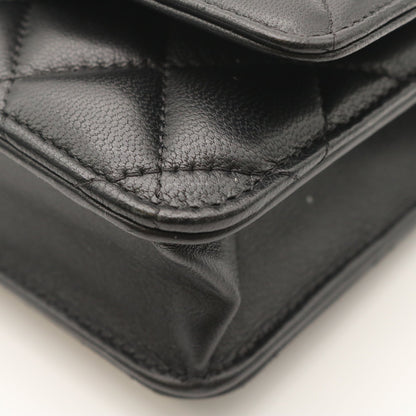 Matelasse Chain Shoulder Bag Black