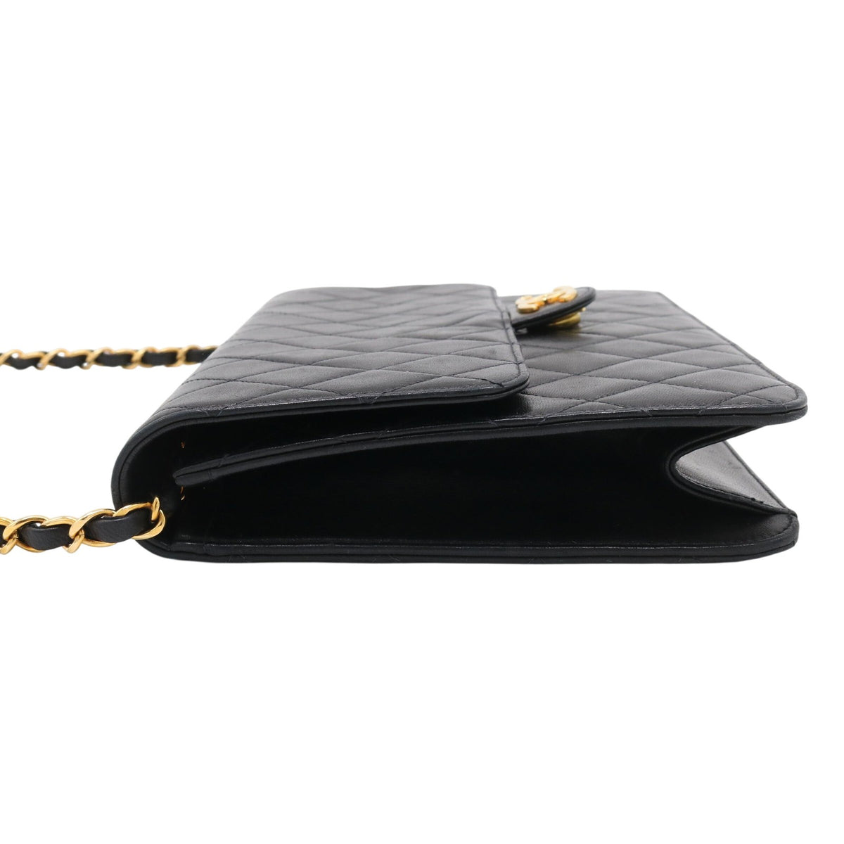 Matelasse Push Lock Chain Shoulder Bag Black