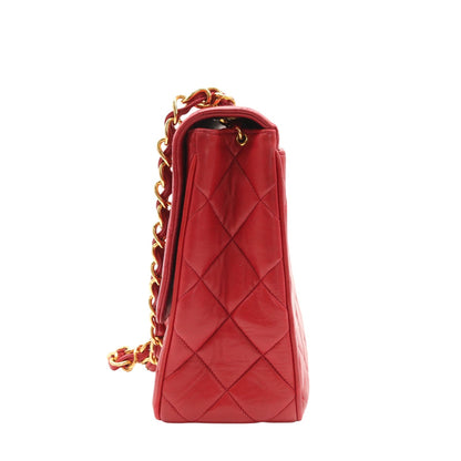 Matelasse Deka Chain Shoulder Shoulder Bag Red